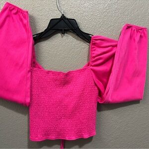 Divided Hot Pink Smocked Blouse